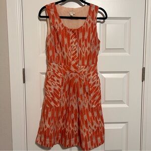J. Crew Orange and Tan Patterned Mini Dress